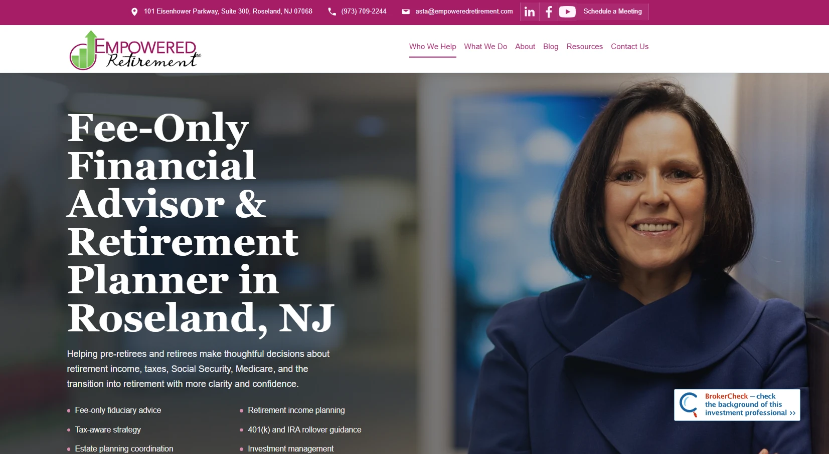 Empowered Retirement homepage — fee-only financial advisor website built by Vantico Sites